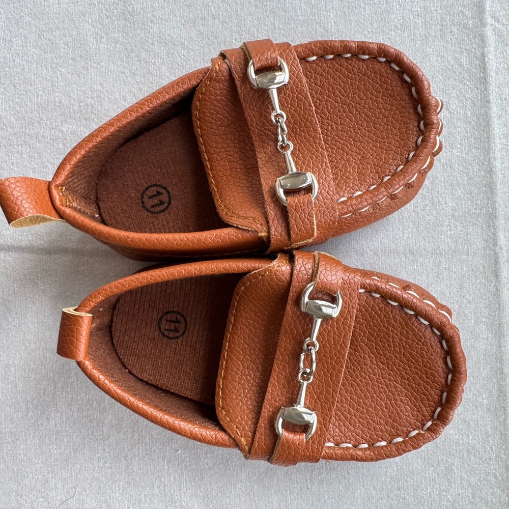 Brown Leather Kids Moccasins